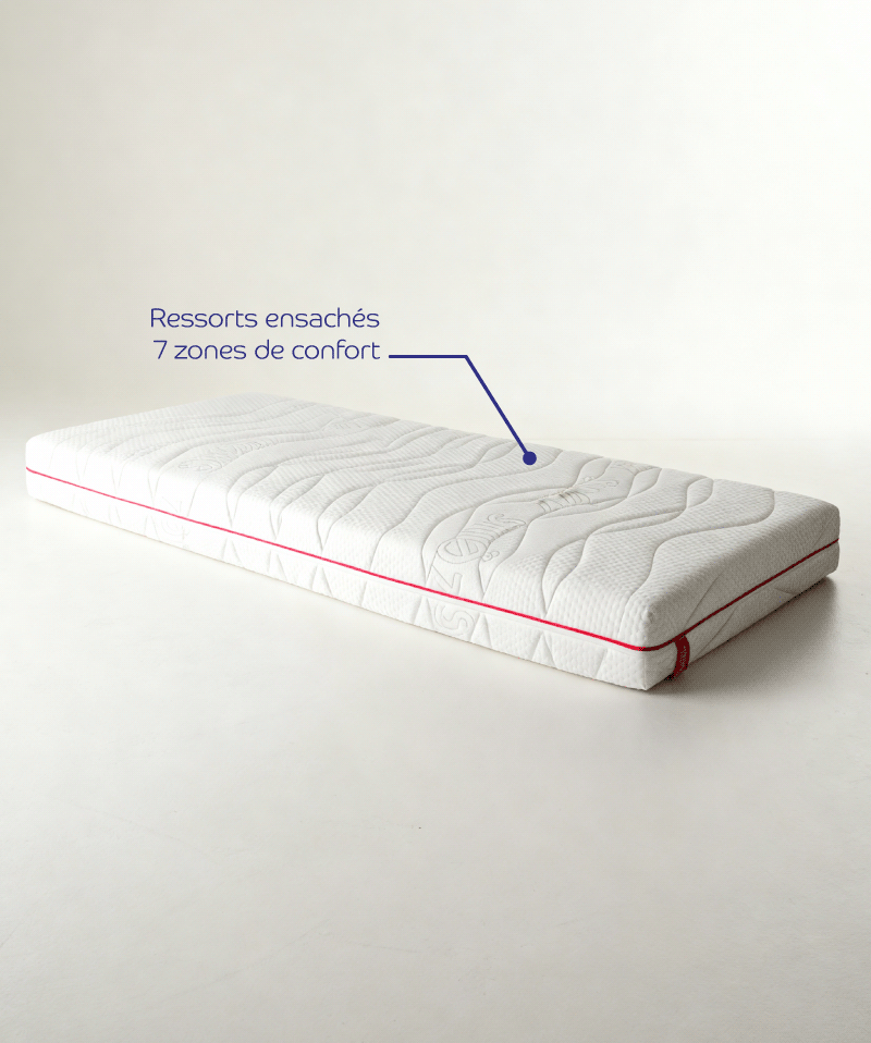 Matelas Amör – Ressorts ensachés 7 zones, ferme et réversible