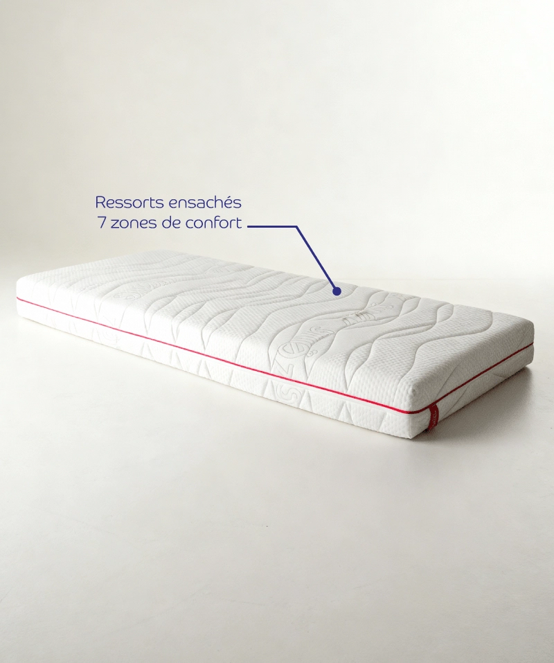 Matelas Amör – Ressorts ensachés 7 zones, ferme et réversible