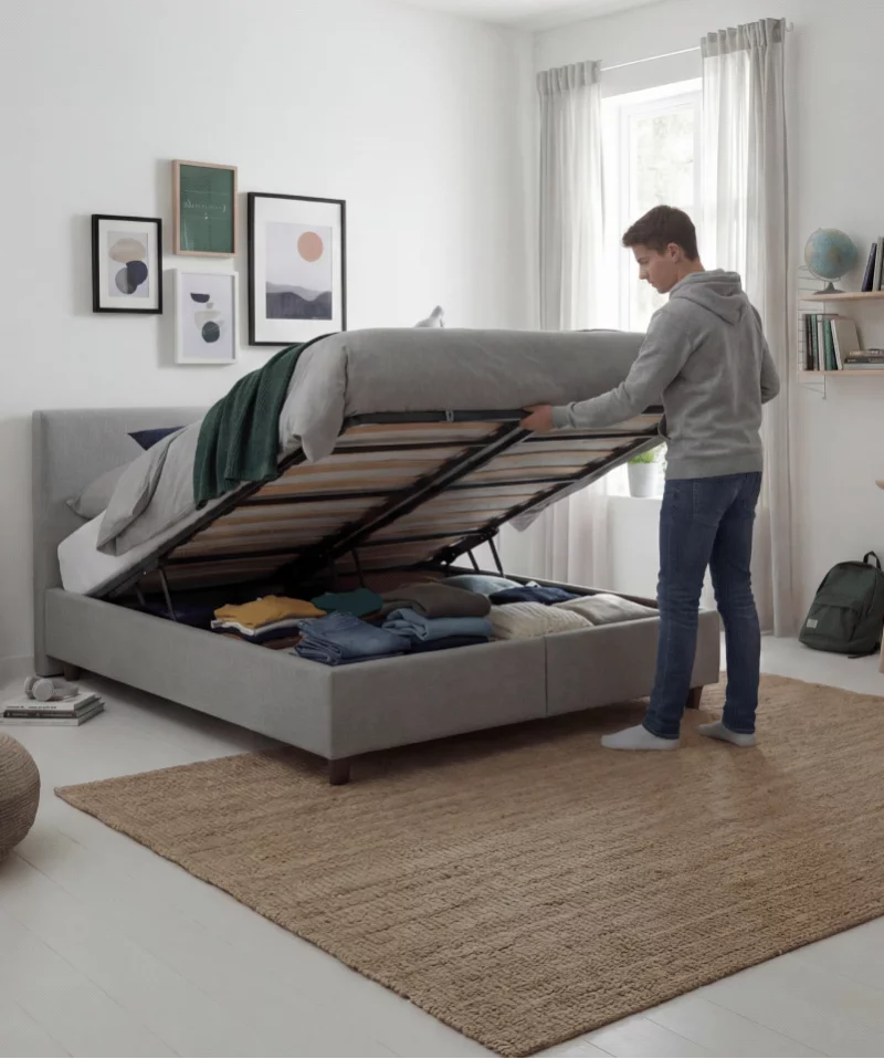 Lit Coffre Madrid – Sommier intégré et coffre de rangement