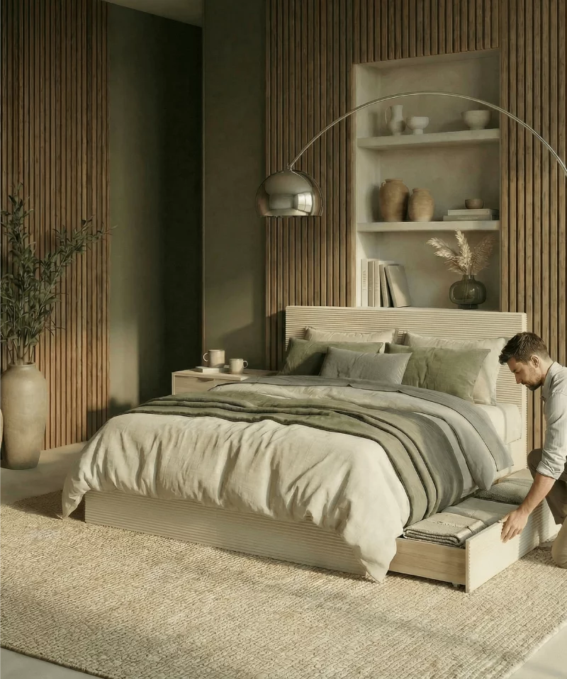 Lit Laddi – Rangement intégré et confort stable