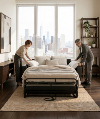 Canapé-lit Lodge – Matelas intégré et ouverture rapide