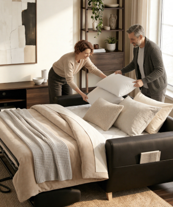 Canapé-lit Lodge – Matelas intégré et ouverture rapide