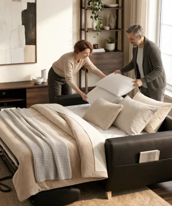 Canapé-lit Lodge – Matelas intégré et ouverture rapide
