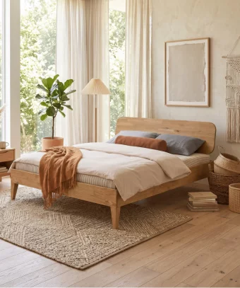 Lit Sana – Bois massif huilé et design naturel