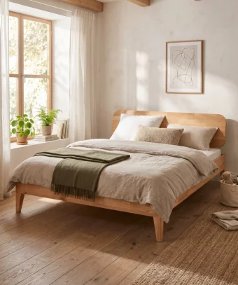 Lit Sana – Bois massif huilé et design naturel