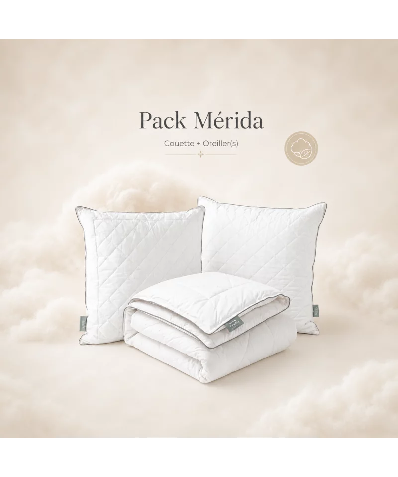 Pack Mérida - Oreiller(s) + Couette en laine mérinos bio