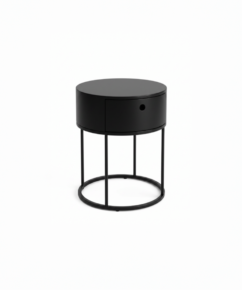 Chevet Onyx – Design rond et finition noire élégante