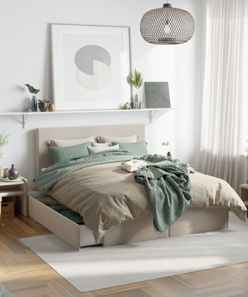 Lit Laddi – Rangement intégré et confort stable