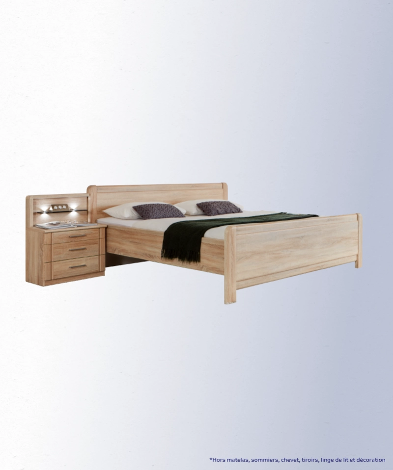 Lit Valencia – Style contemporain en finition bois