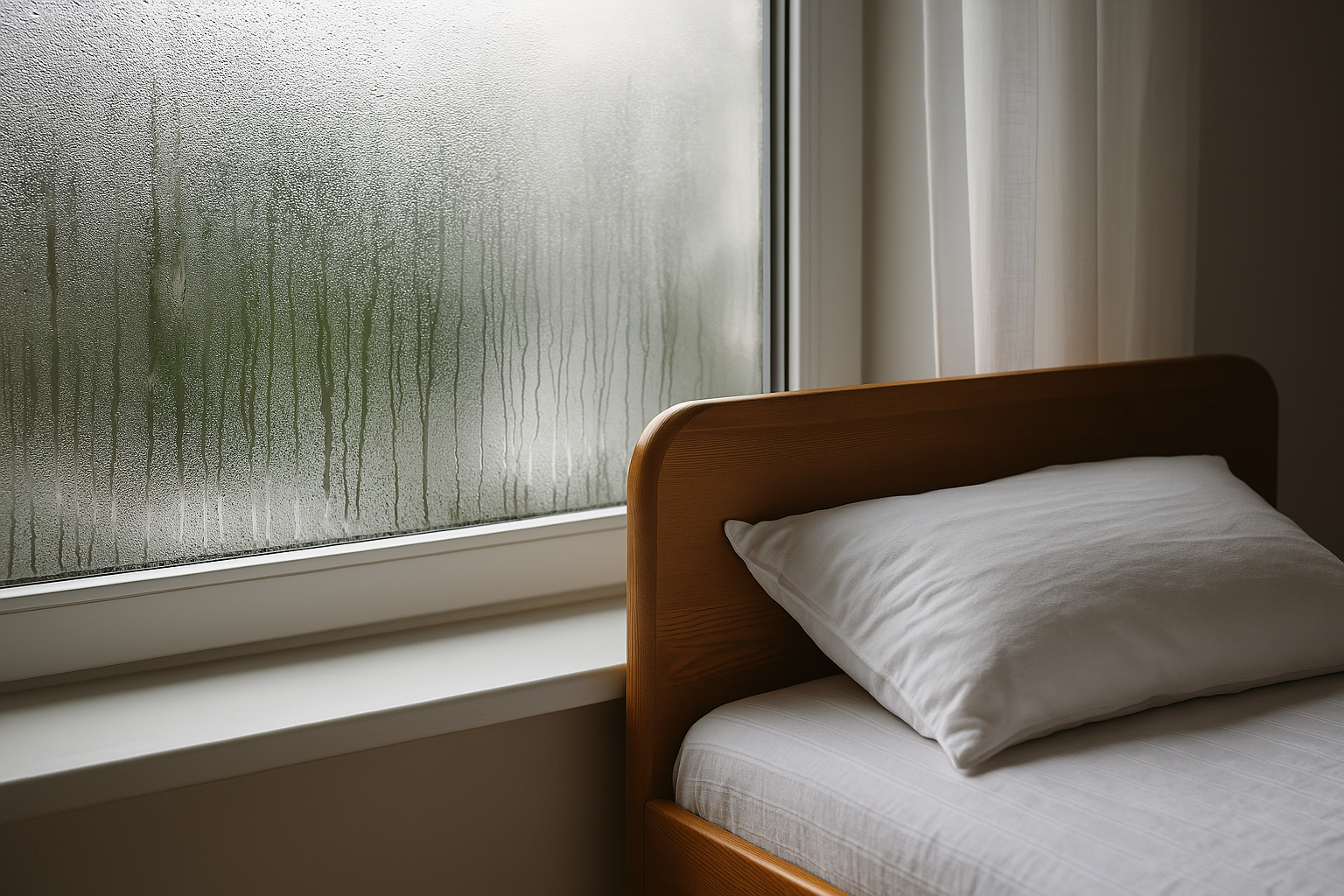 Fenêtre humide dans une chambre