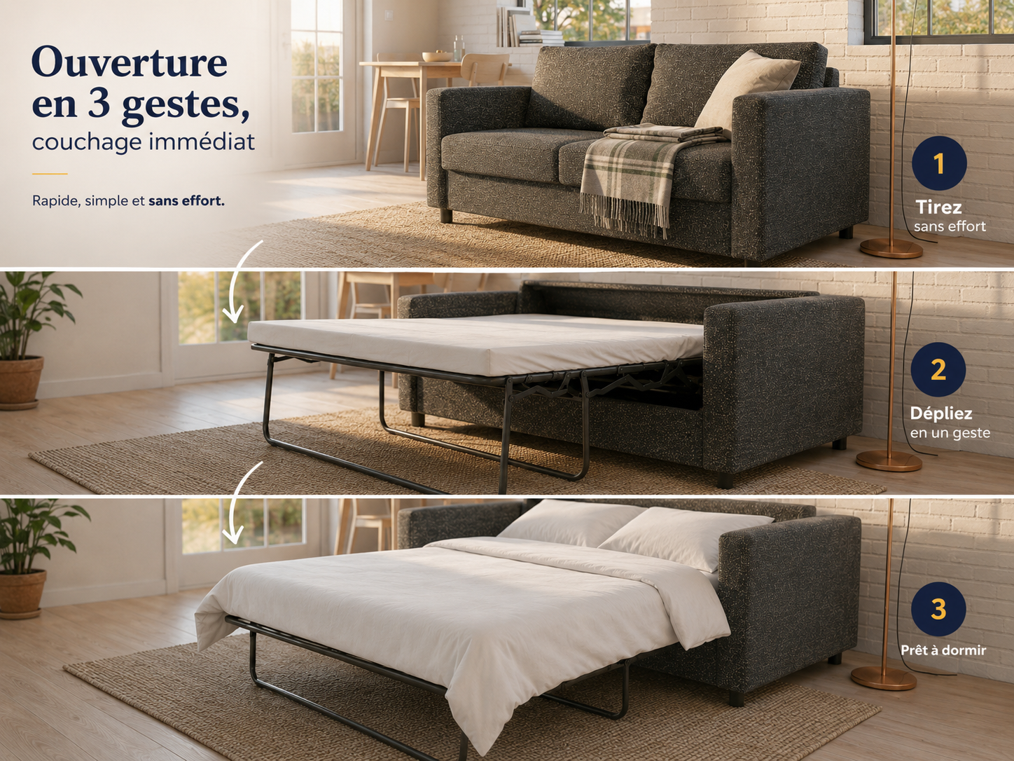 Canapé convertible les 3 étapes pour bien dormir