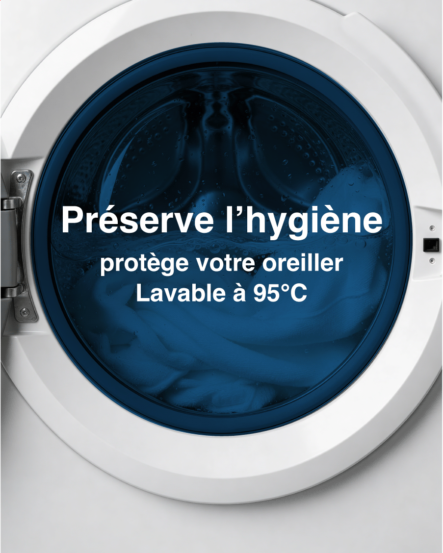 Le protège oreiller Balnéo est lavable a 95°C